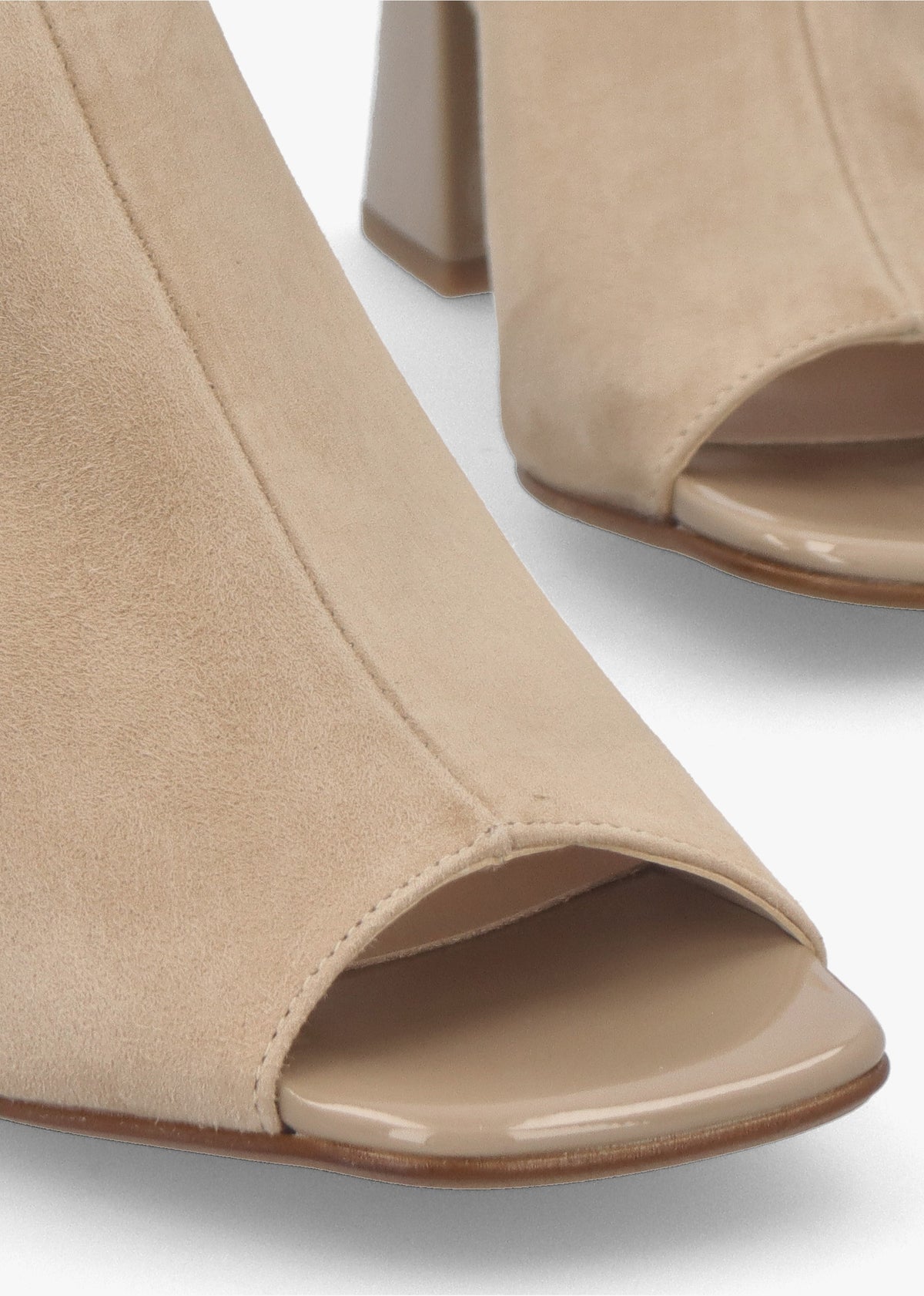Larai Beige Suede Block Heel Peep Toe Sandals