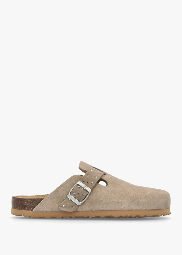 Iclog Studded Beige Suede Clogs
