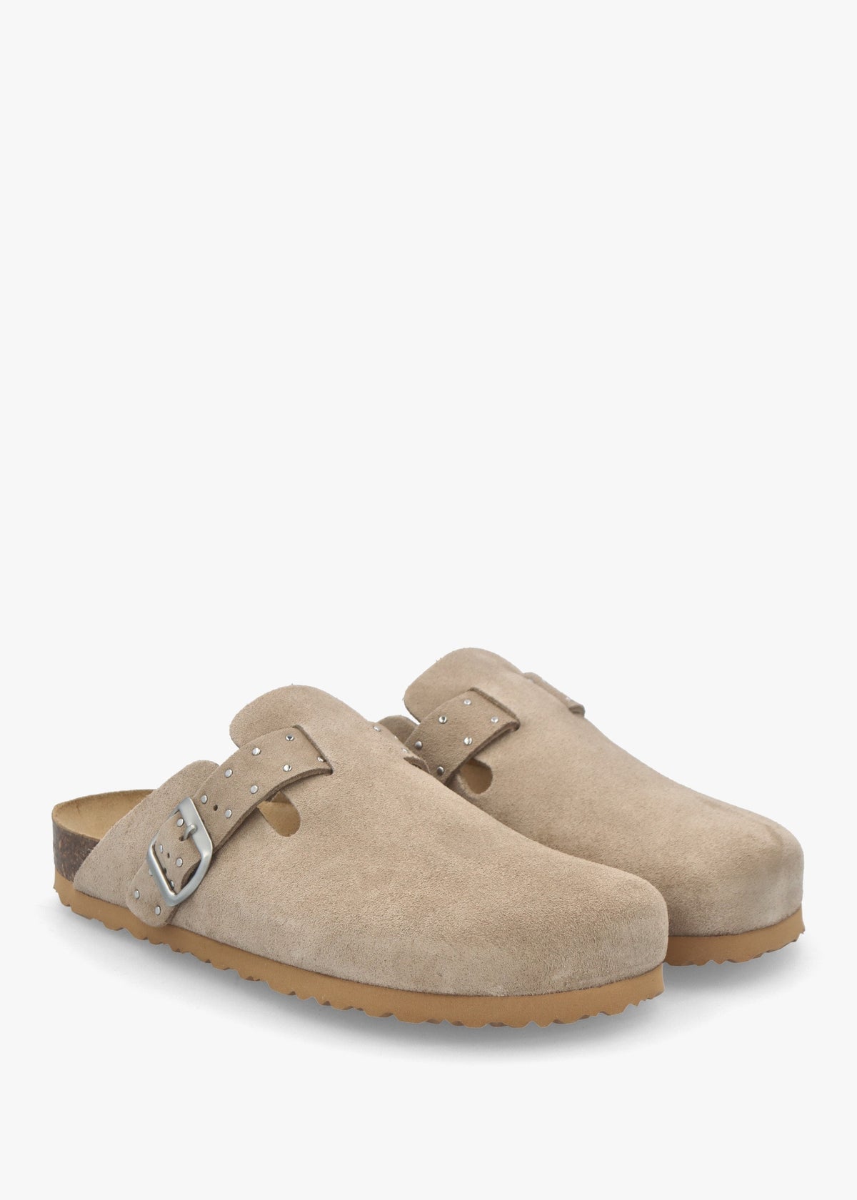 Iclog Studded Beige Suede Clogs