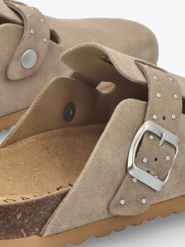 Iclog Studded Beige Suede Clogs