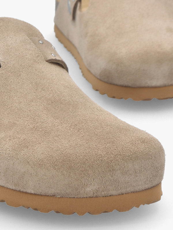 Iclog Studded Beige Suede Clogs
