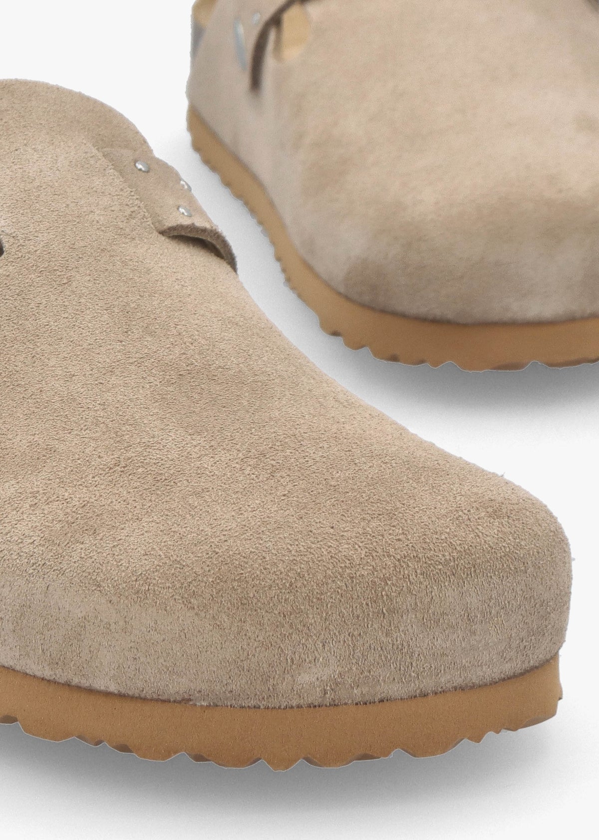 Iclog Studded Beige Suede Clogs
