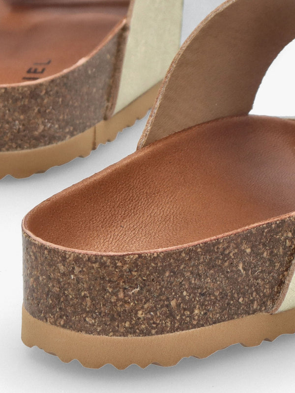 Imule Split Gold & Silver Leather Two Bar Mules