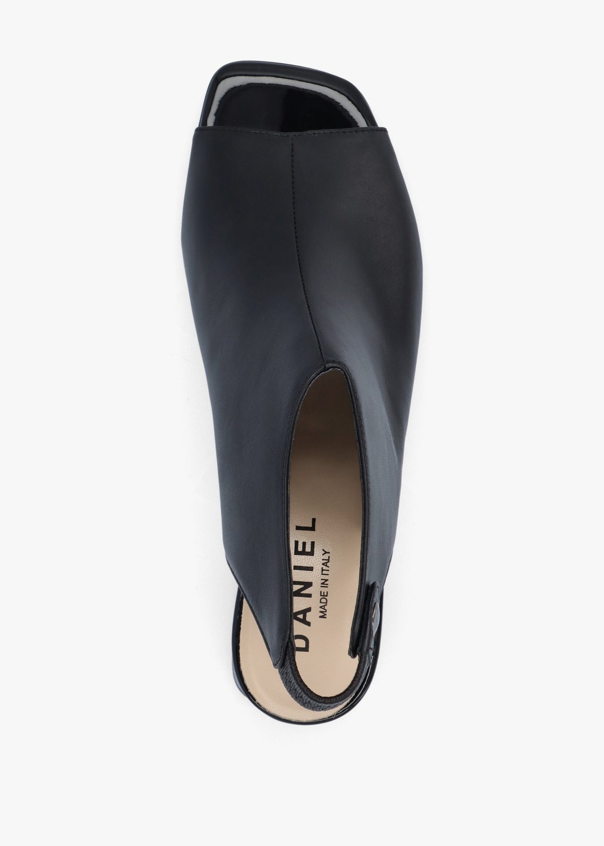 Larai Black Leather Block Heel Peep Toe Sandals