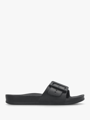 Black Big Buckle One Bar Mules