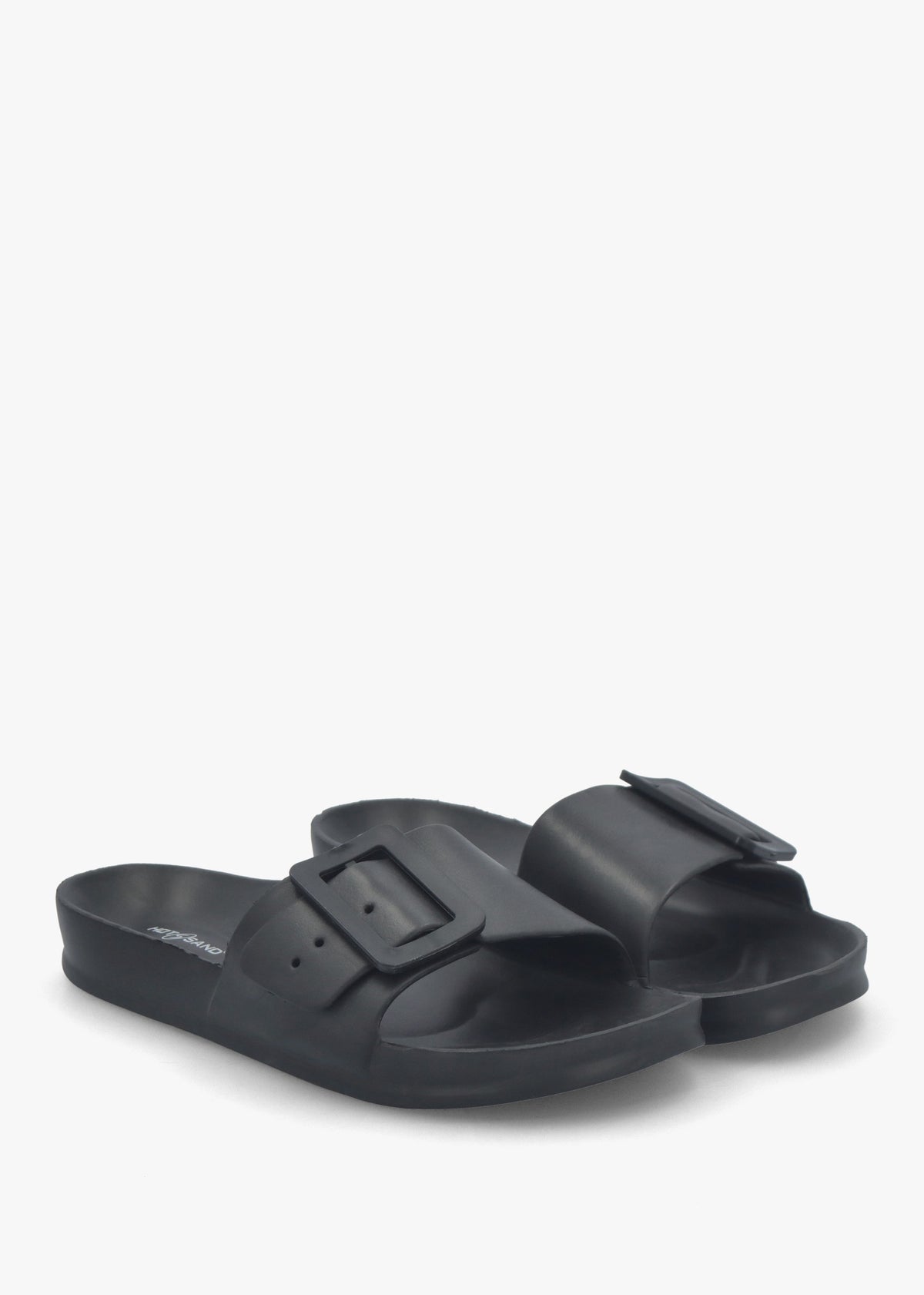 Black Big Buckle One Bar Mules