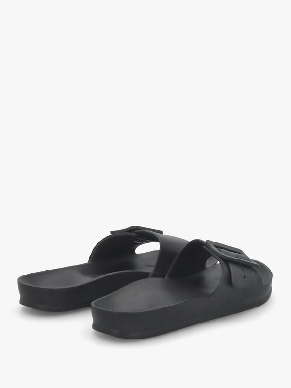 Black Big Buckle One Bar Mules