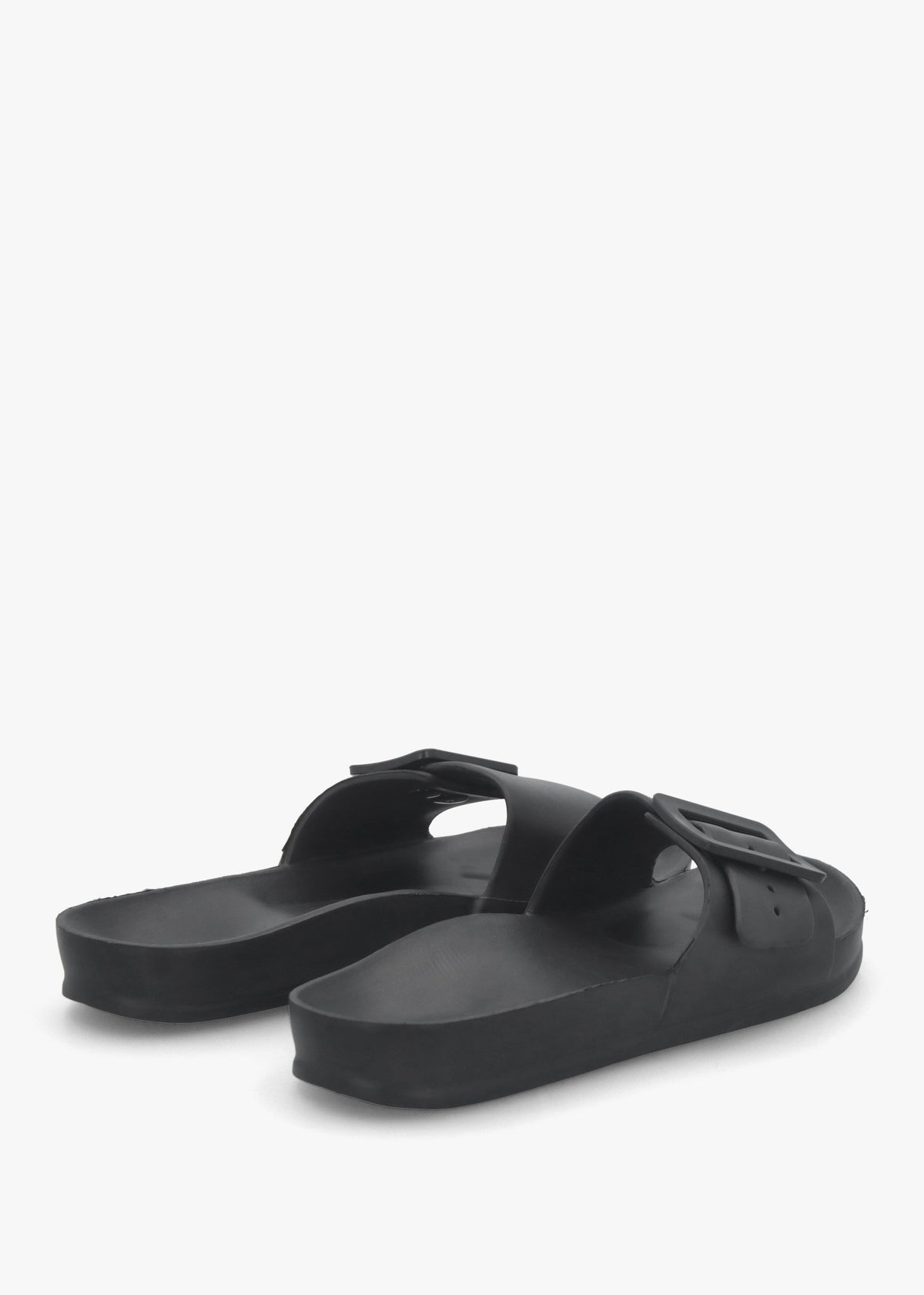 Black Big Buckle One Bar Mules