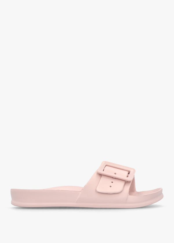 Pink Big Buckle One Bar Mules