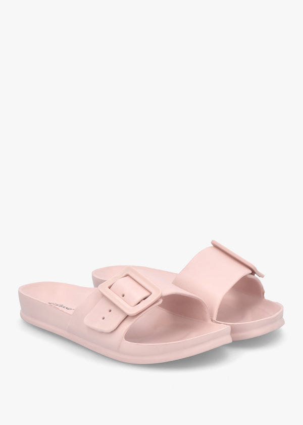 Pink Big Buckle One Bar Mules