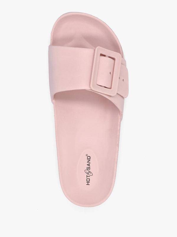 Pink Big Buckle One Bar Mules