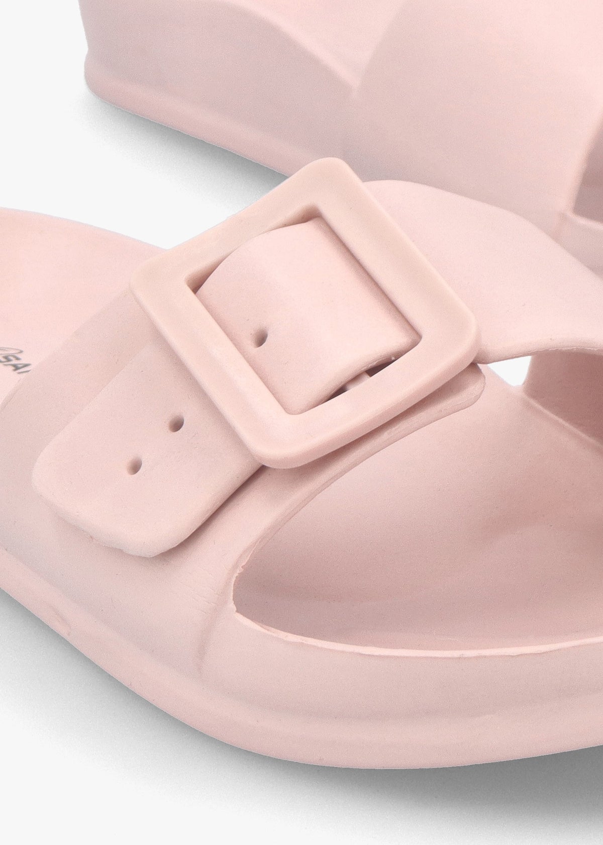 Pink Big Buckle One Bar Mules