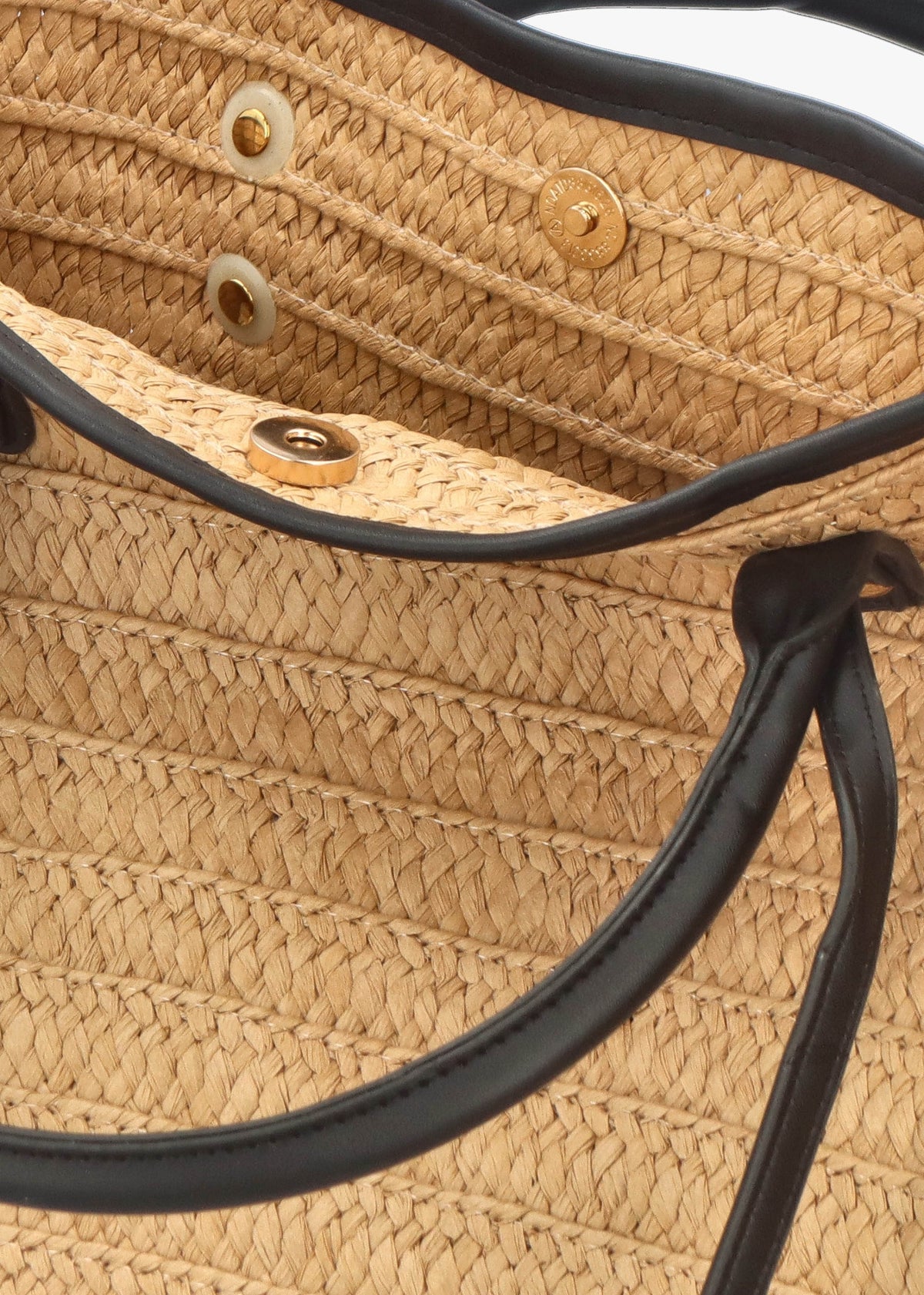 Beige & Black Woven Paper Bucket Shopper Bag