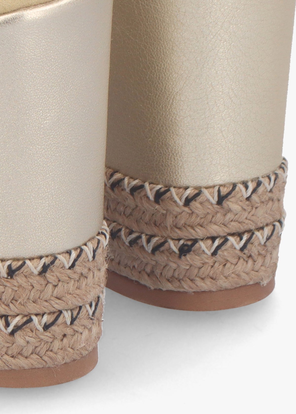 Josie Gold Leather Espadrille Wedge Sandals