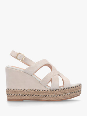 Josie Beige Suede Espadrille Wedge Sandals