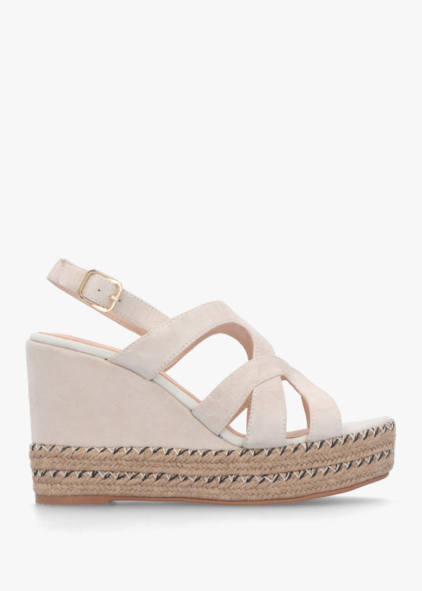Josie Beige Suede Espadrille Wedge Sandals
