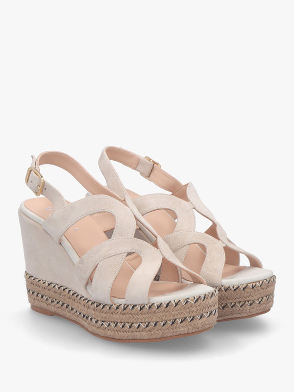 Josie Beige Suede Espadrille Wedge Sandals