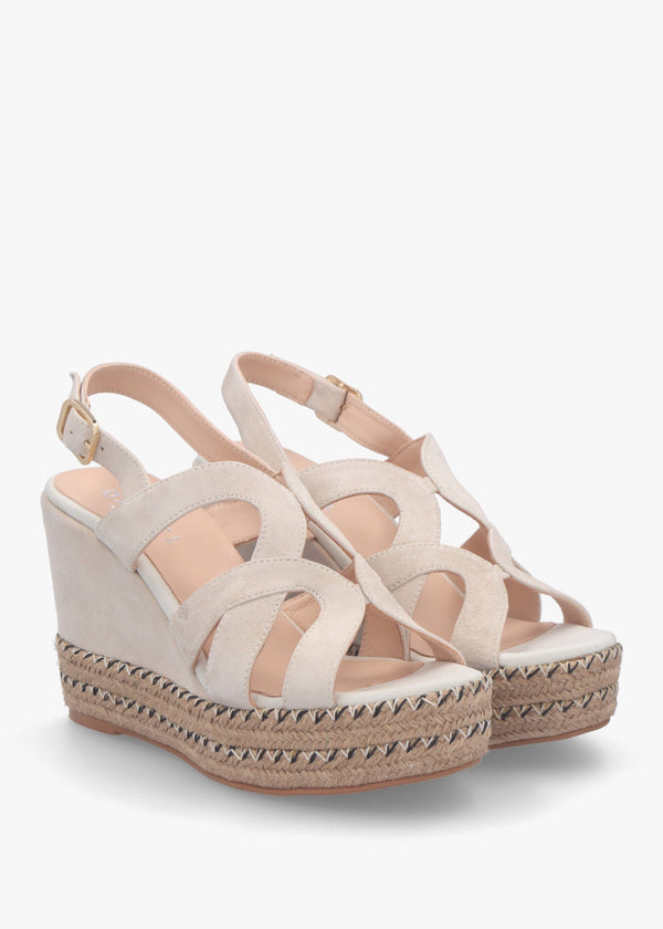 Josie Beige Suede Espadrille Wedge Sandals