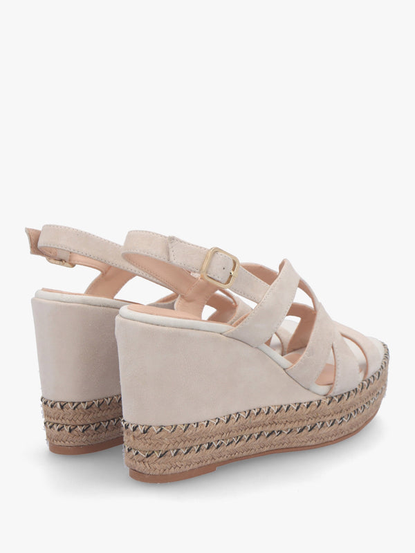 Josie Beige Suede Espadrille Wedge Sandals