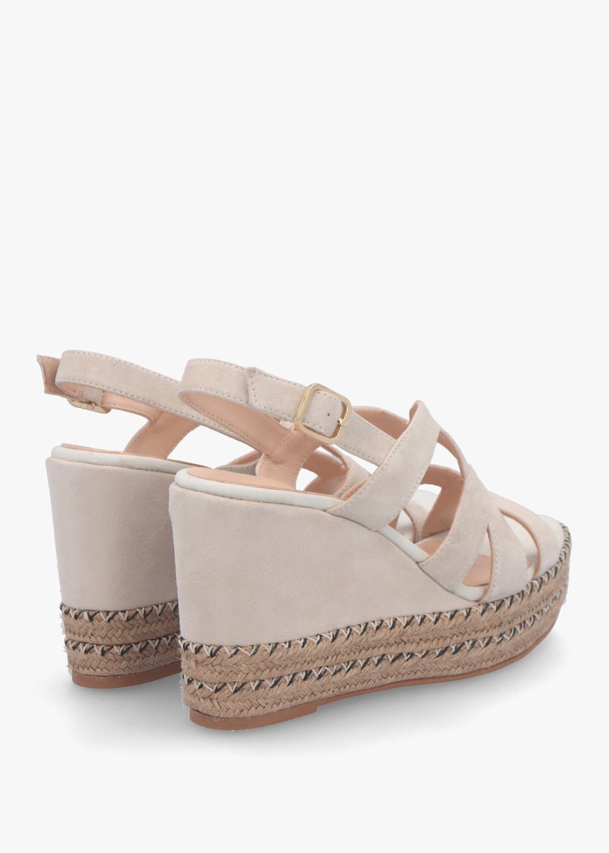 Josie Beige Suede Espadrille Wedge Sandals