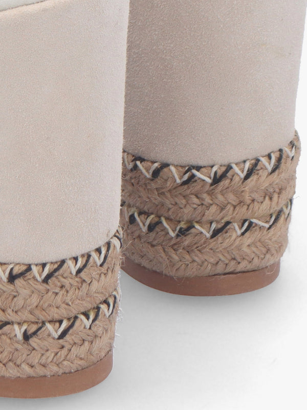 Josie Beige Suede Espadrille Wedge Sandals