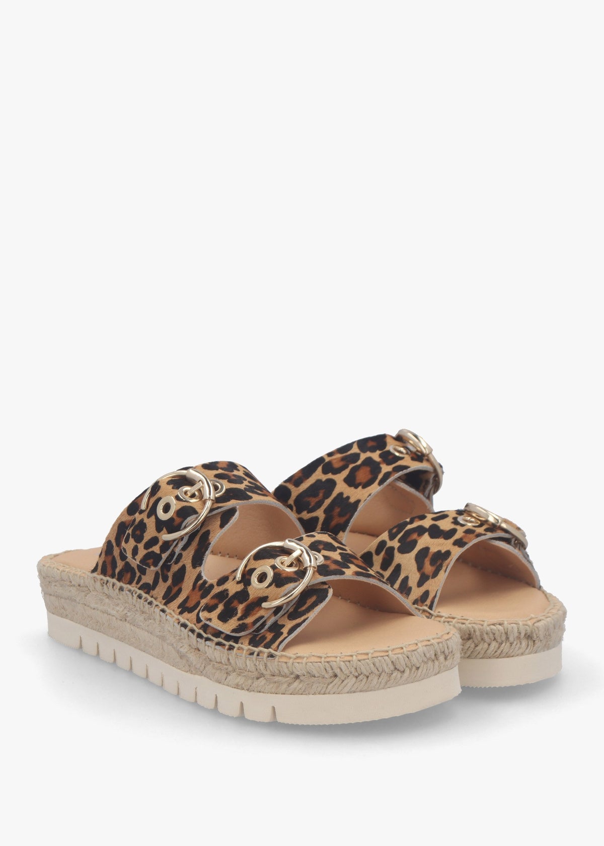 Jools Leopard Pony Hair Flatform Espadrille Mules