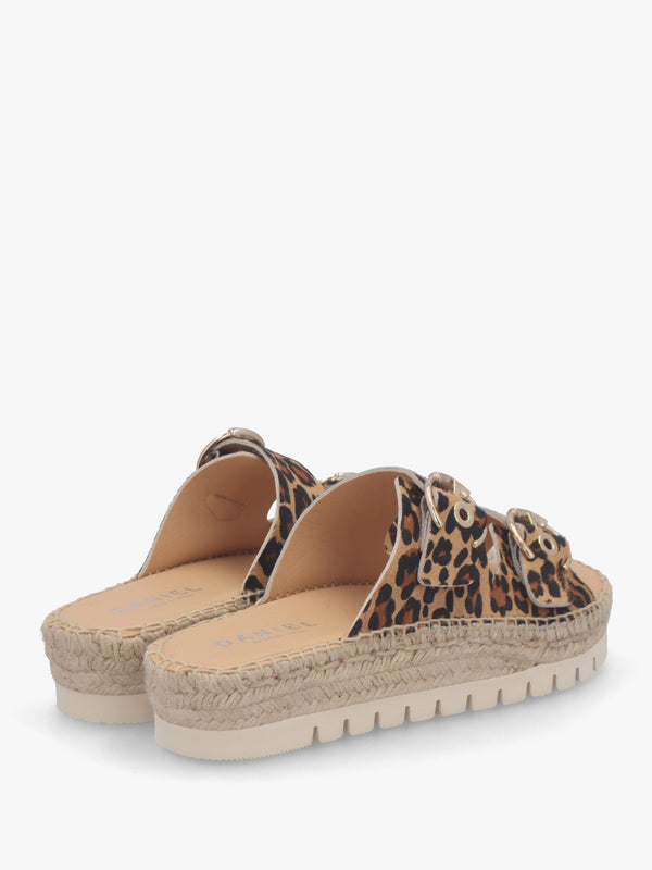 Jools Leopard Pony Hair Flatform Espadrille Mules