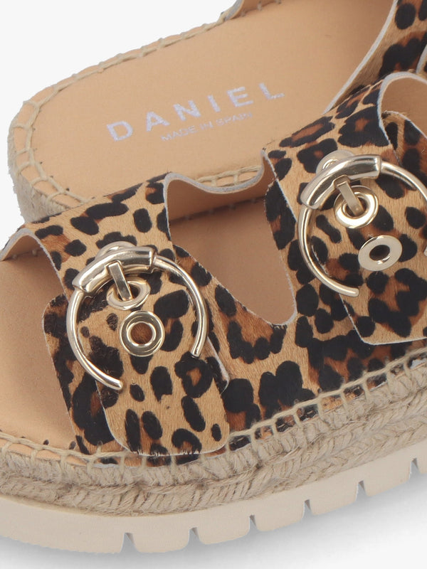 Jools Leopard Pony Hair Flatform Espadrille Mules
