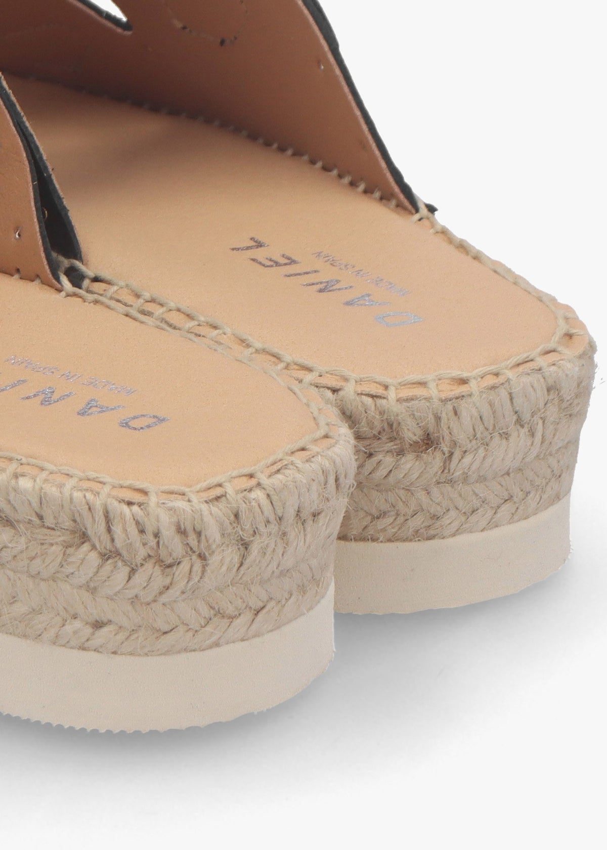 Jools Black Leather Studded Flatform Espadrille Mules