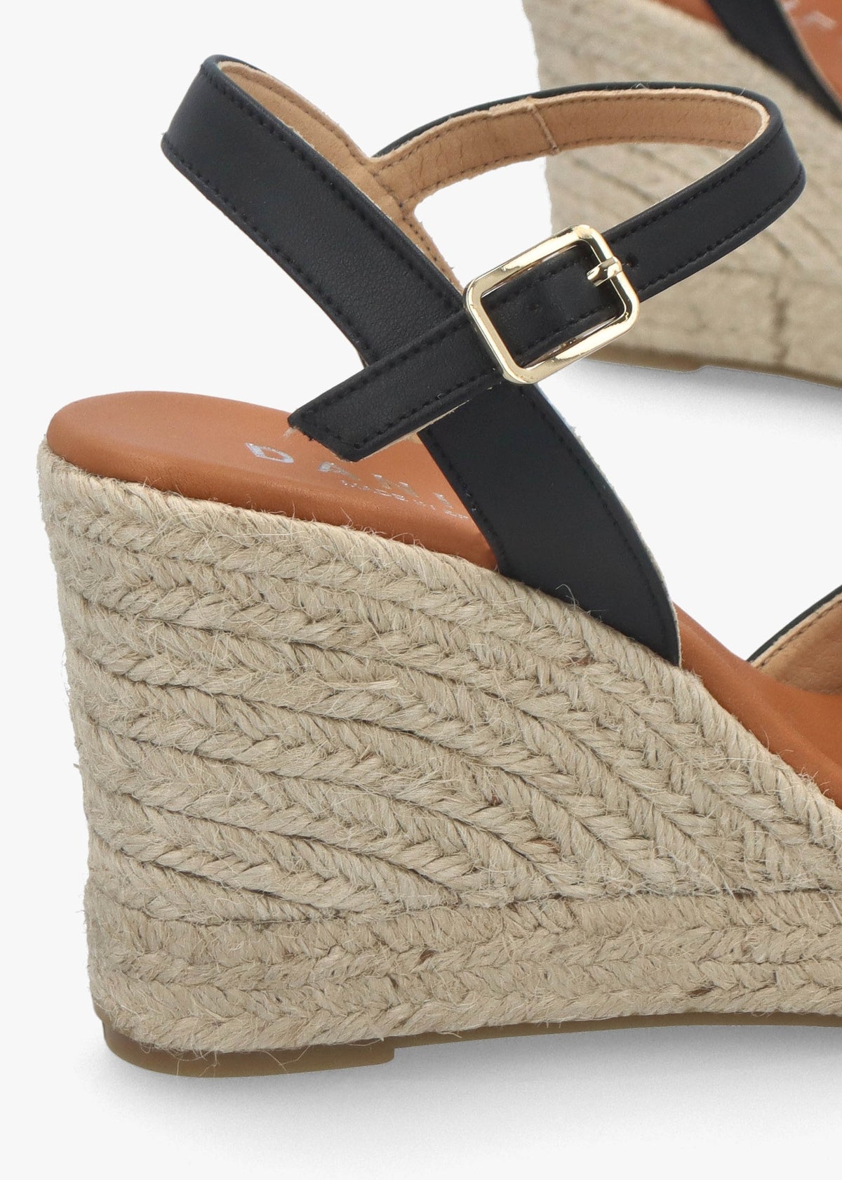 Jaffle Black Leather Snaffle Wedge Espadrilles