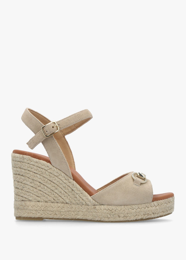 Jaffle Beige Suede Snaffle Wedge Espadrilles