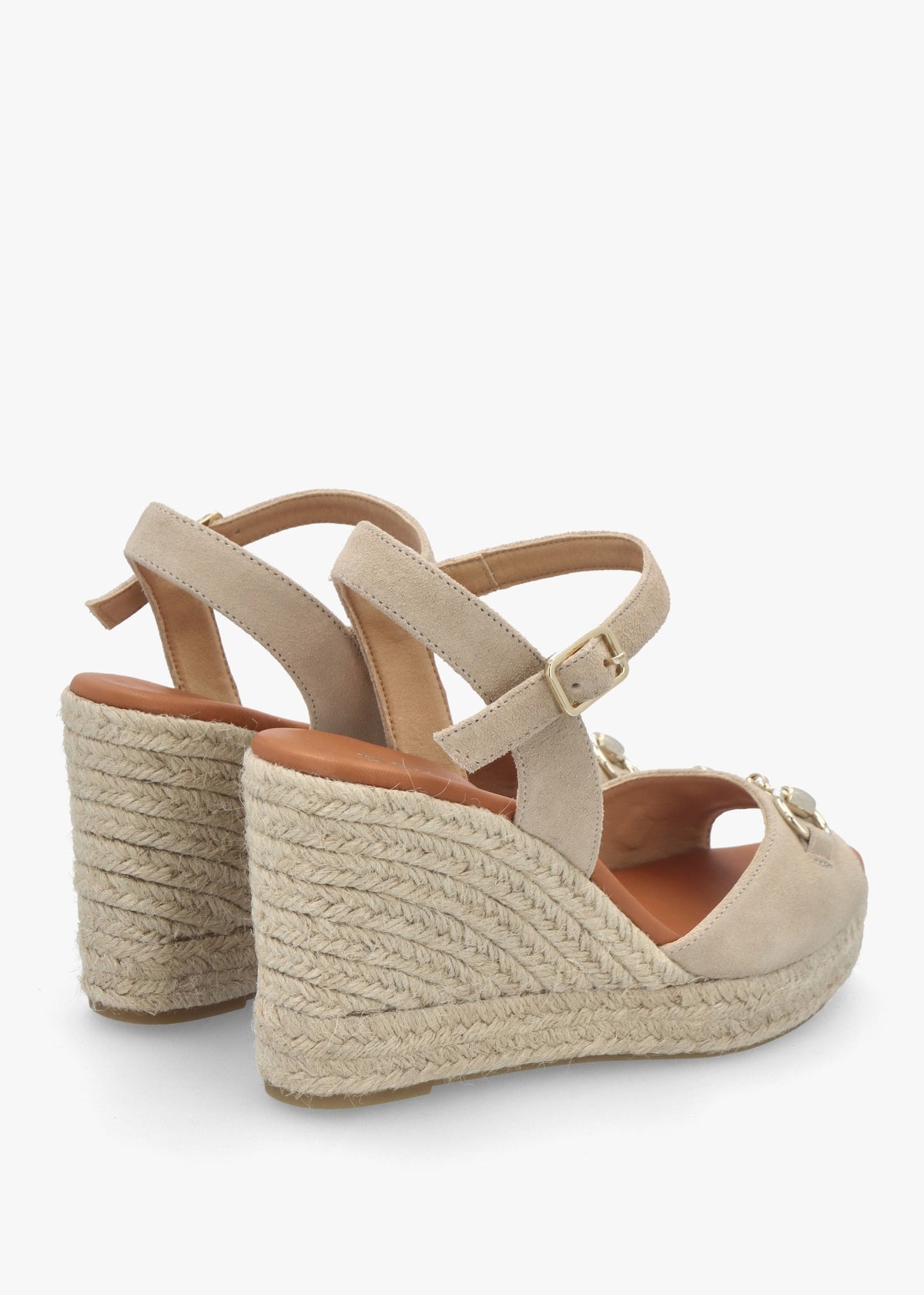 Jaffle Beige Suede Snaffle Wedge Espadrilles