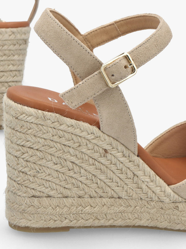 Jaffle Beige Suede Snaffle Wedge Espadrilles