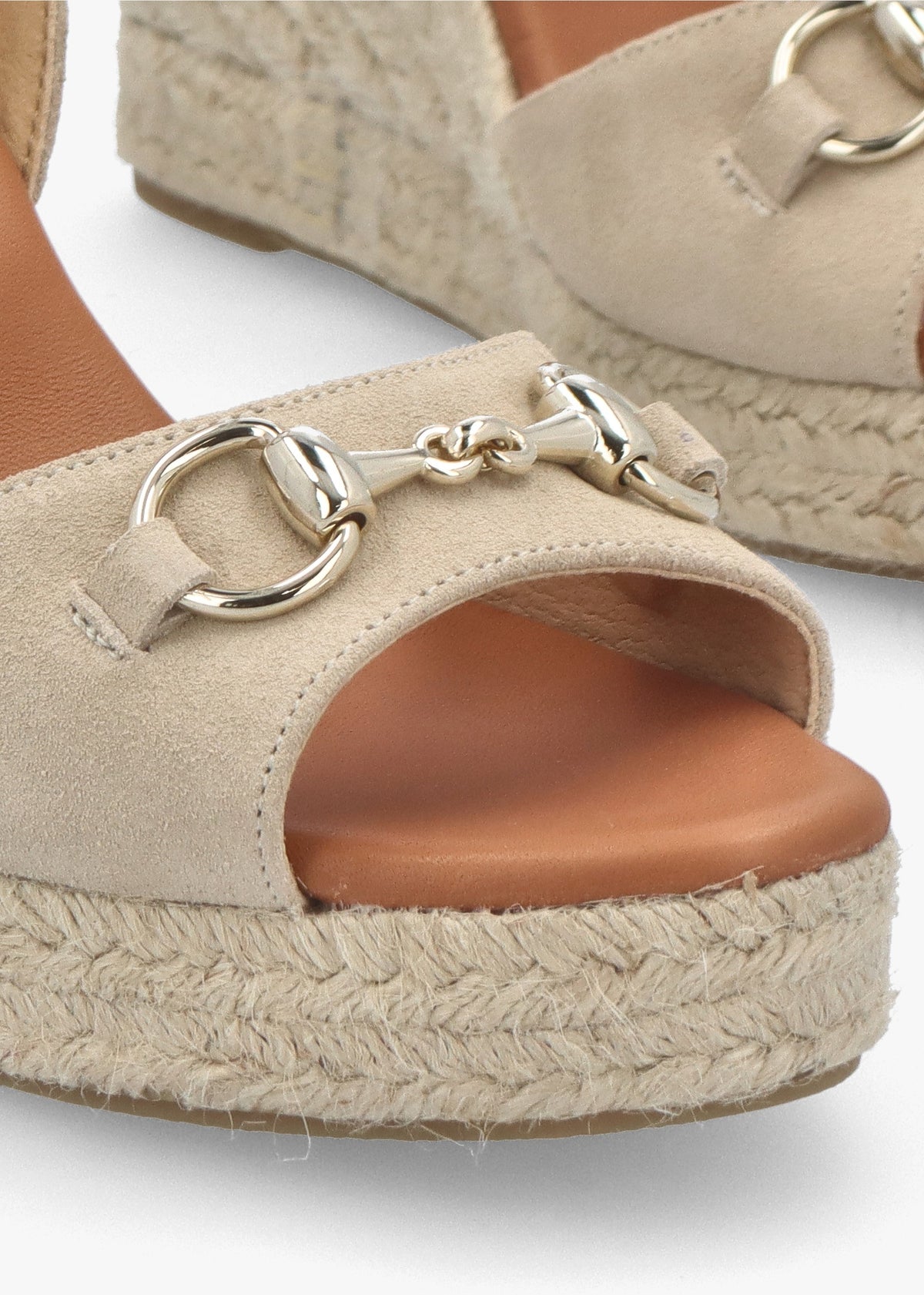 Jaffle Beige Suede Snaffle Wedge Espadrilles