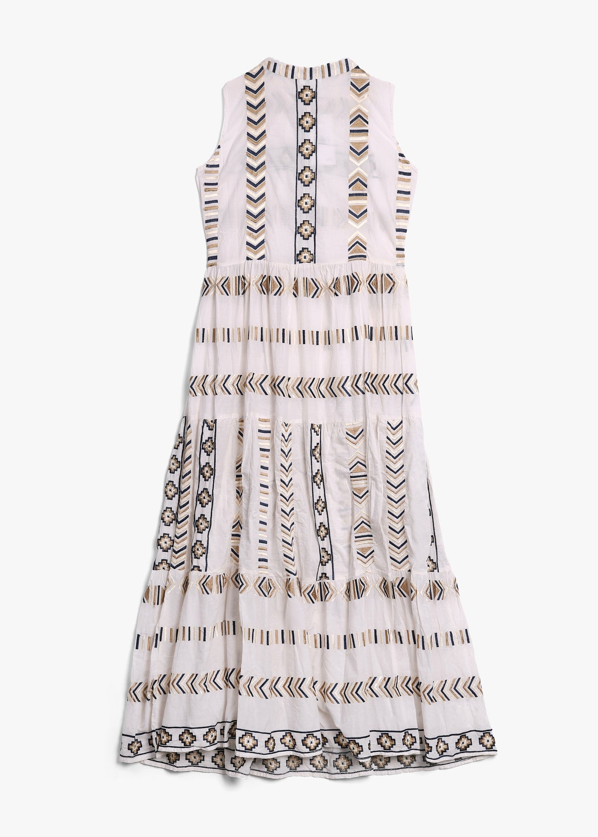 White Sleeveless Embroidered Maxi Dress