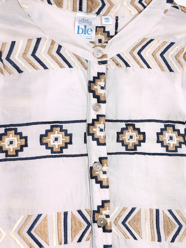 White Sleeveless Embroidered Maxi Dress