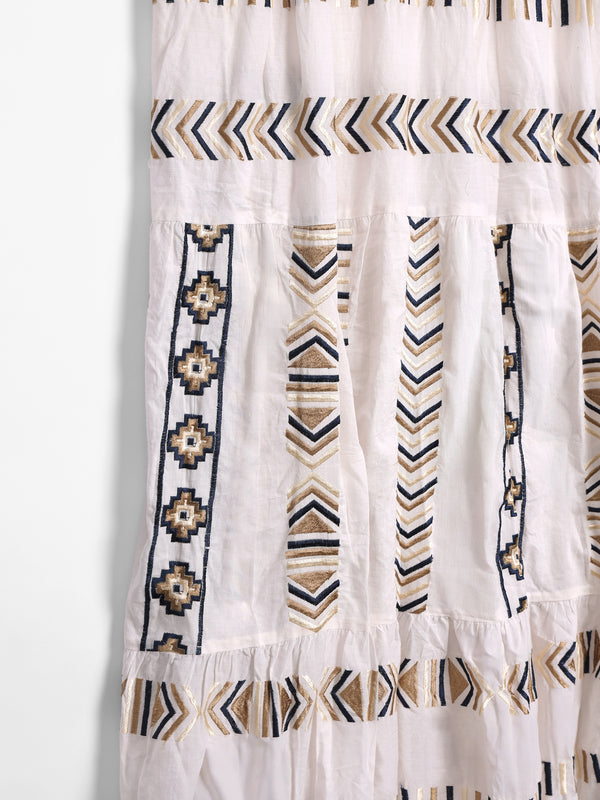 White Sleeveless Embroidered Maxi Dress