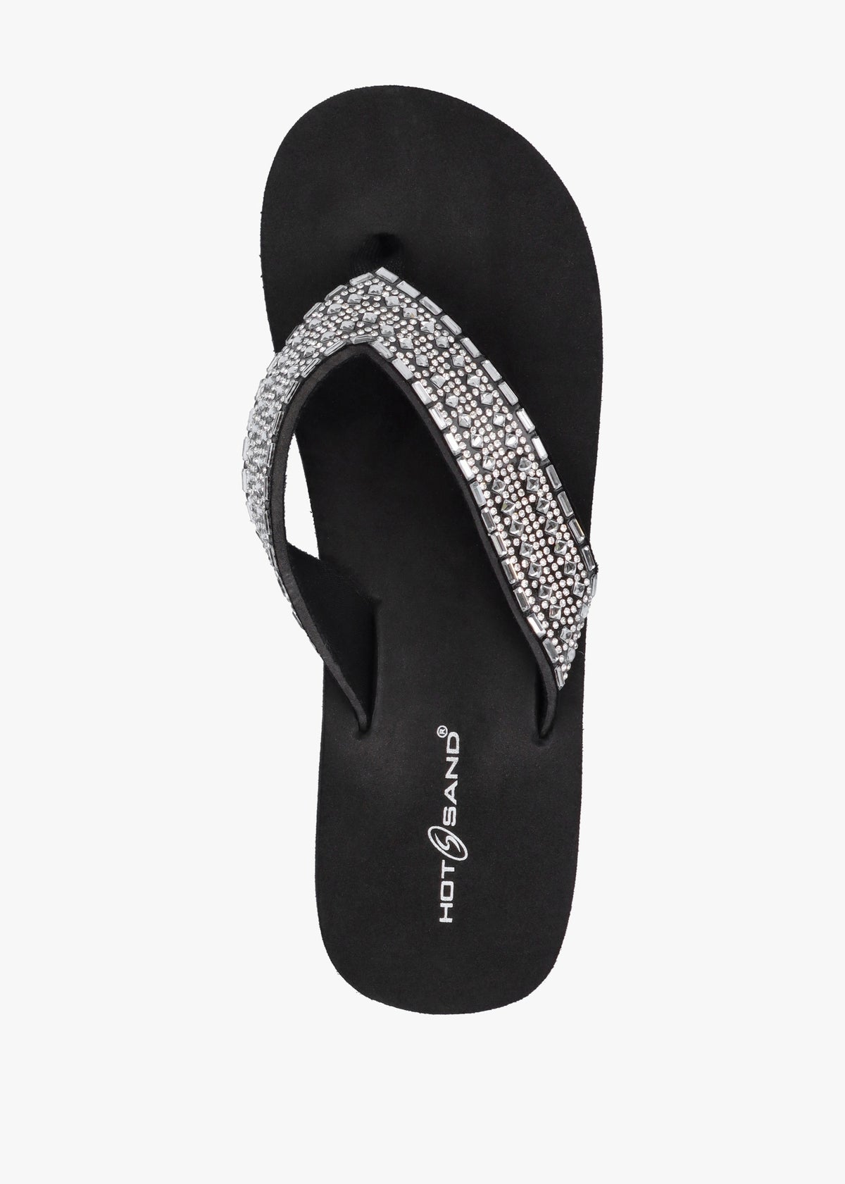Black Embellished Toe Post Chunky Wedge Flip Flops