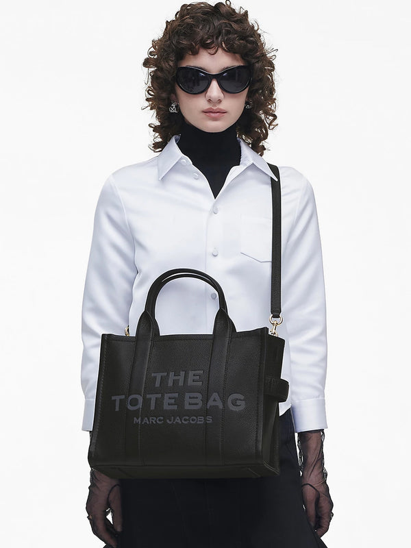 The Leather Medium Black Tote Bag