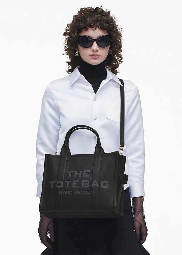 The Leather Medium Black Tote Bag