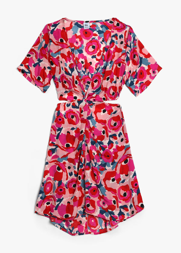 Multicoloured Crepe Cut Out Back Short Dress