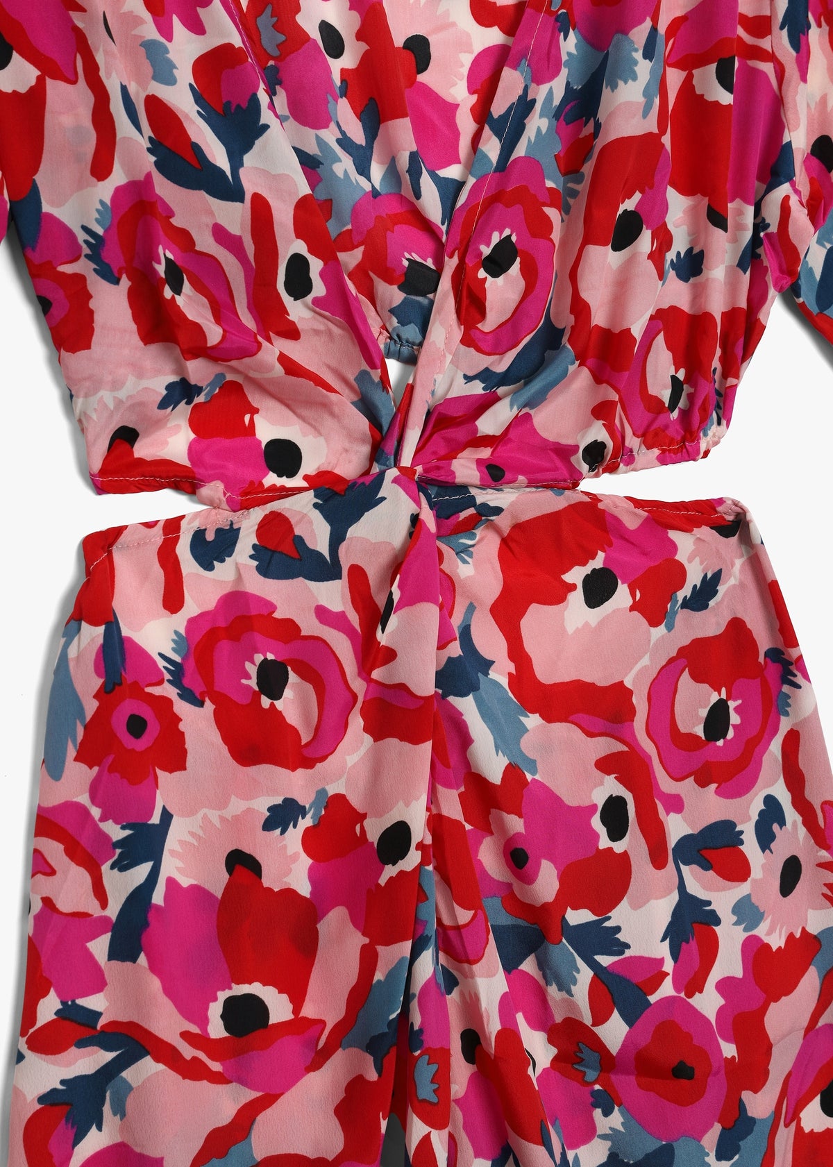 Multicoloured Crepe Cut Out Back Short Dress