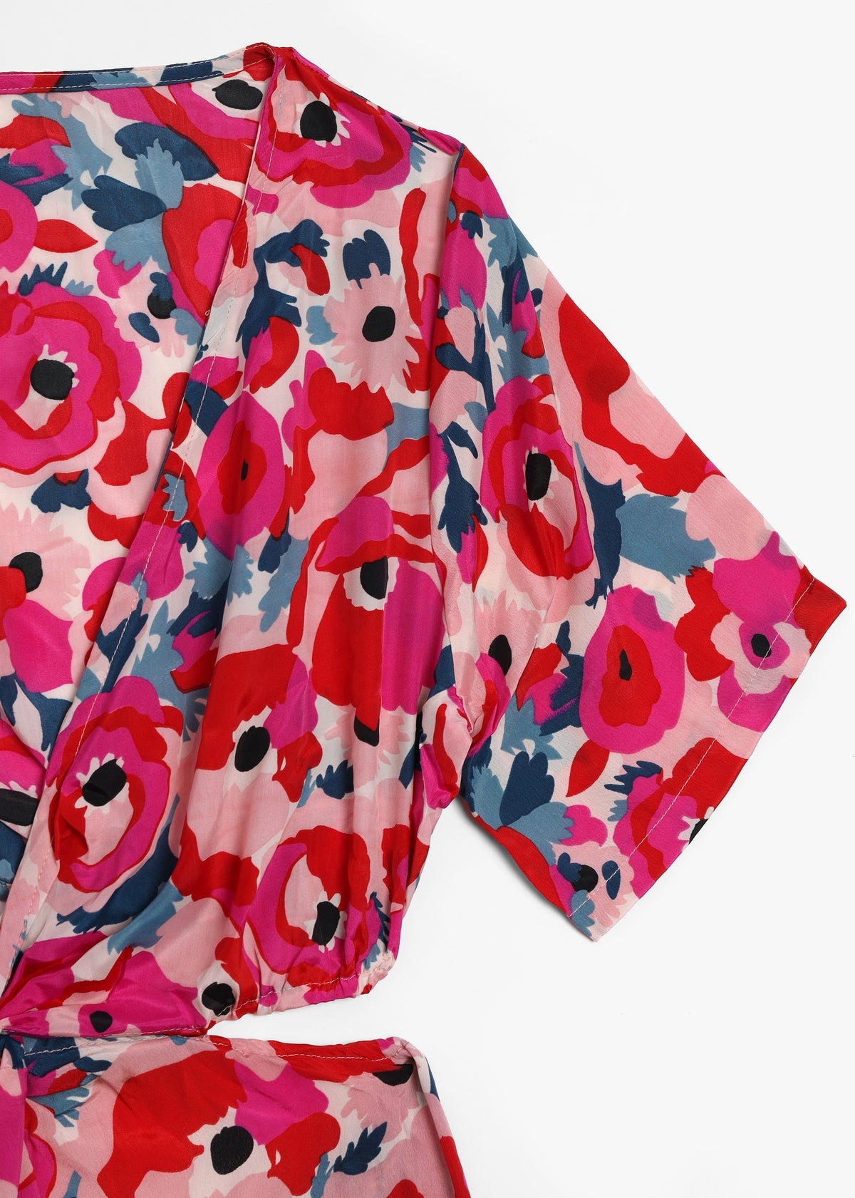 Multicoloured Crepe Cut Out Back Short Dress