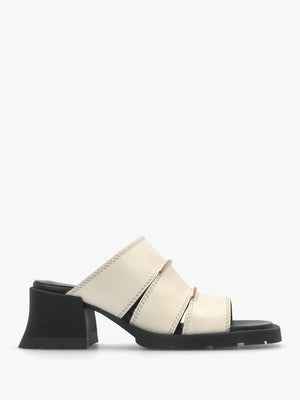 Jadzia Cream Leather Block Heel Mules