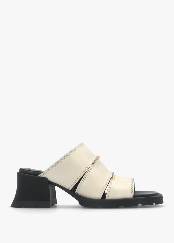 Jadzia Cream Leather Block Heel Mules