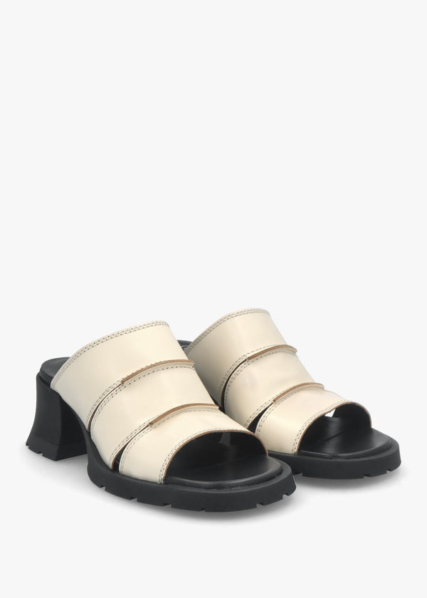 Jadzia Cream Leather Block Heel Mules