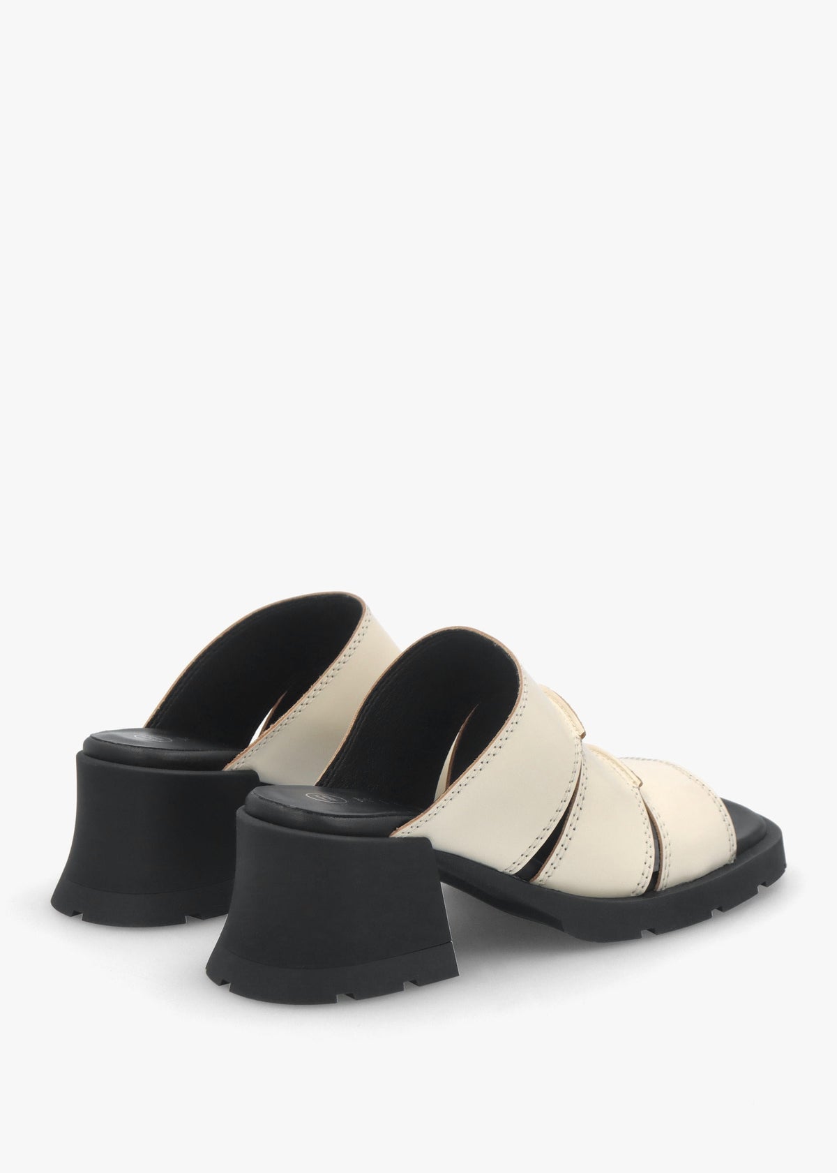 Jadzia Cream Leather Block Heel Mules