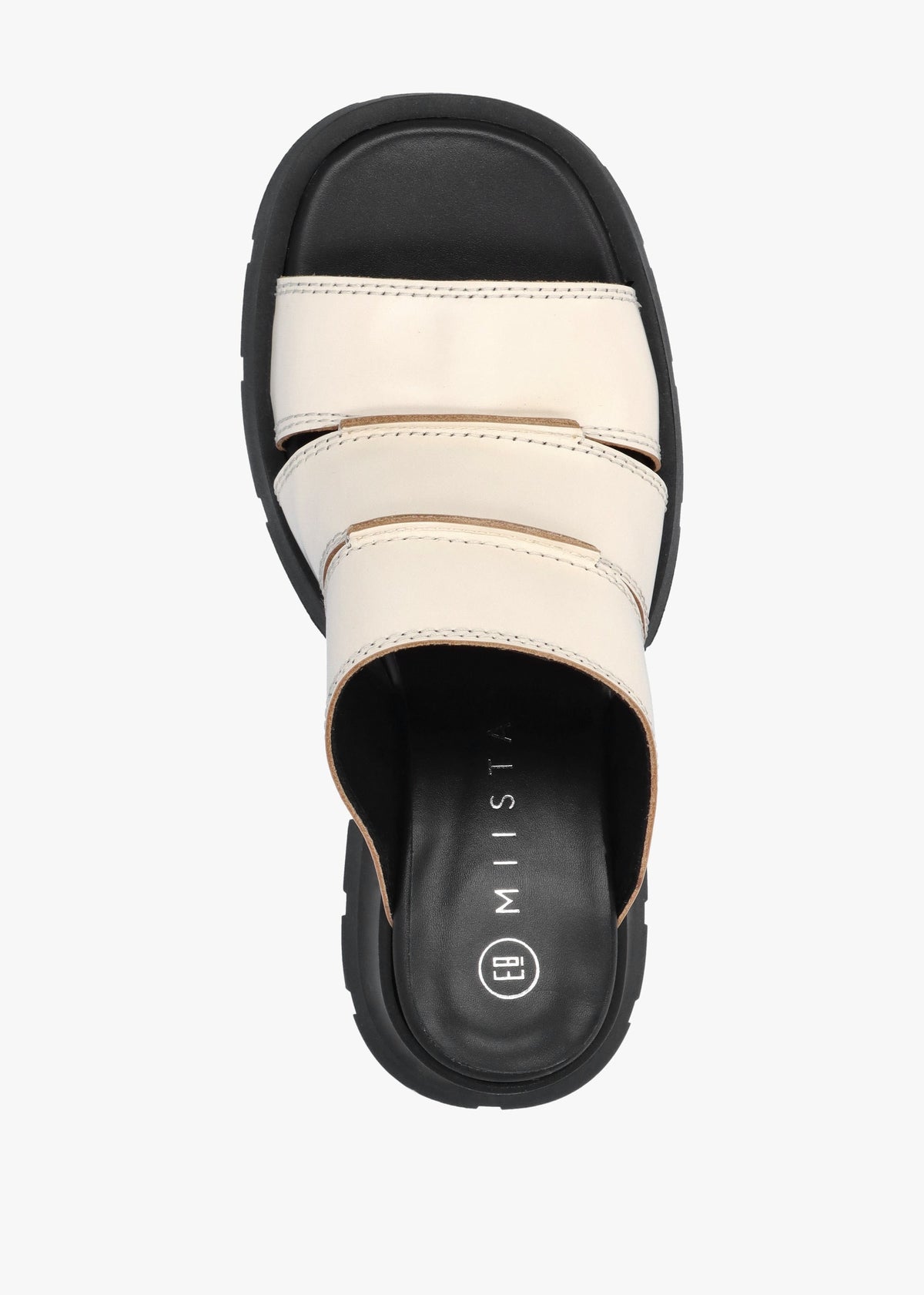 Jadzia Cream Leather Block Heel Mules
