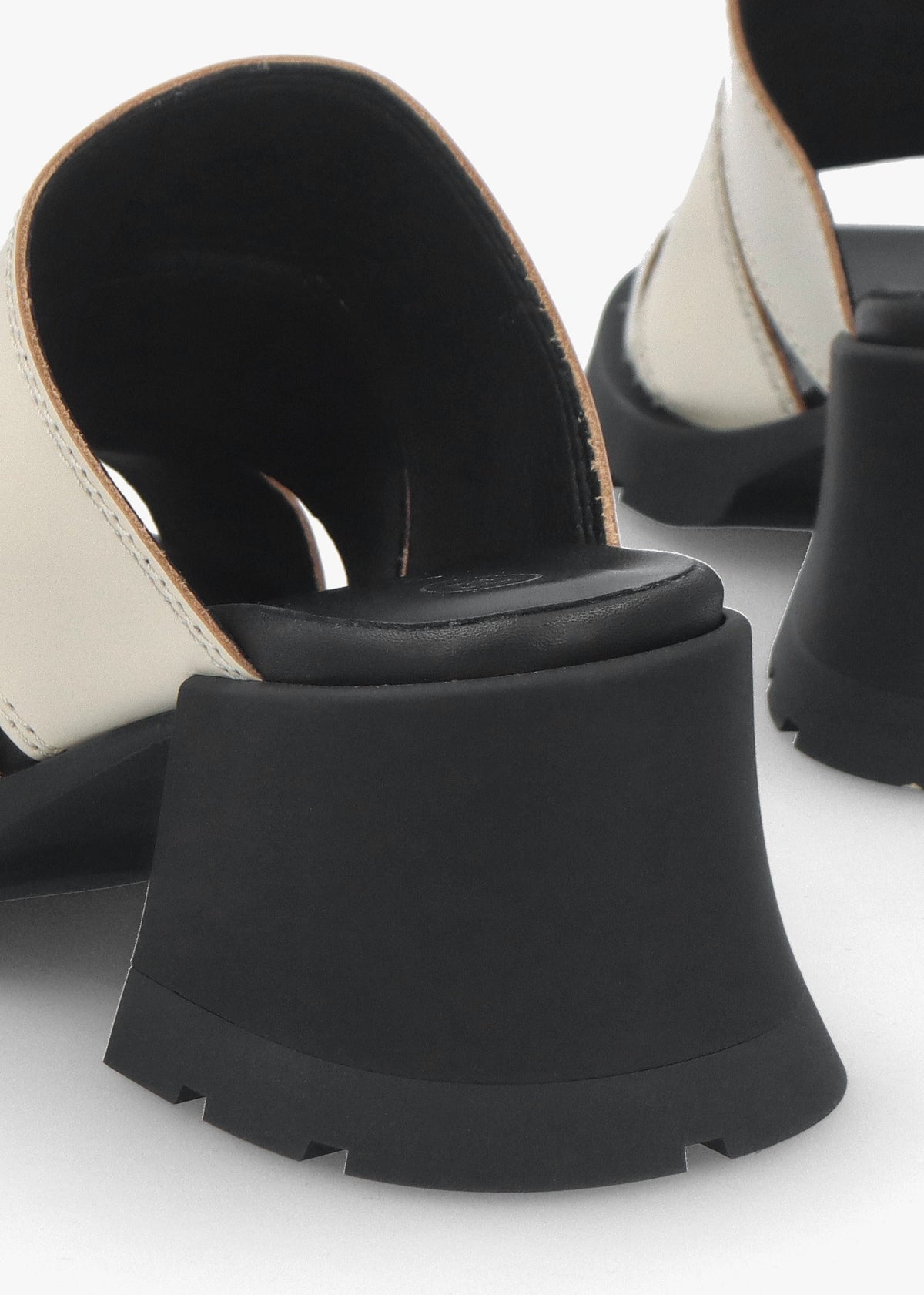 Jadzia Cream Leather Block Heel Mules