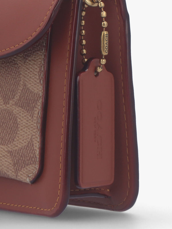 Tabby Signature Coated Canvas Tan Caramel Chain Clutch Bag